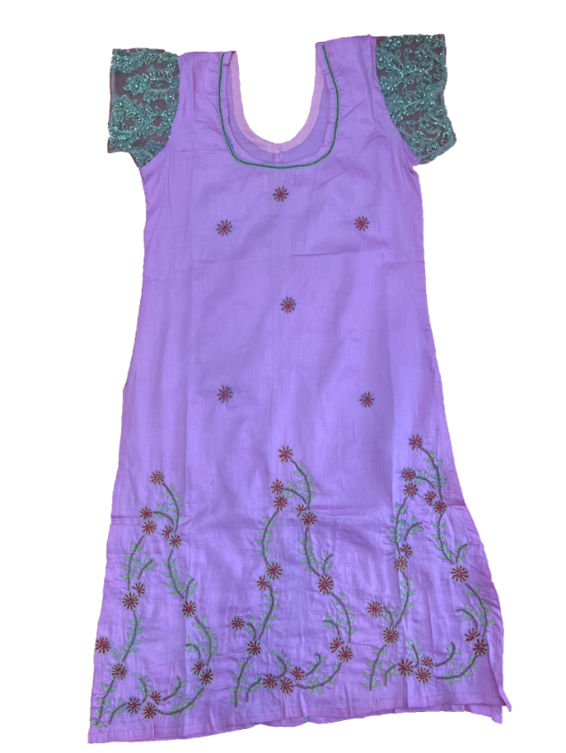 Pale Violet Suit With Zari Work