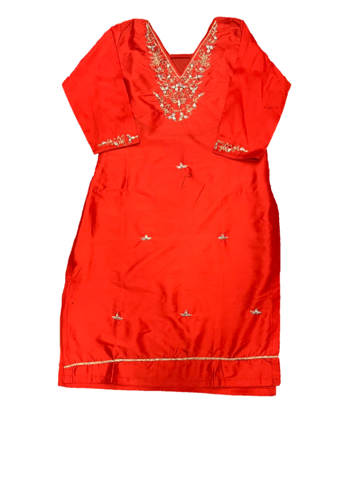 Red Tone Suit With Zari Work