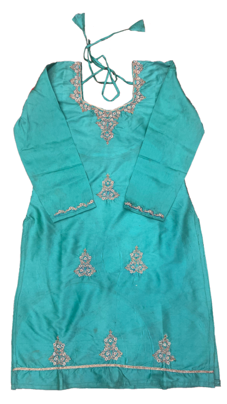 Caribbean Blue Suit With Zari Work