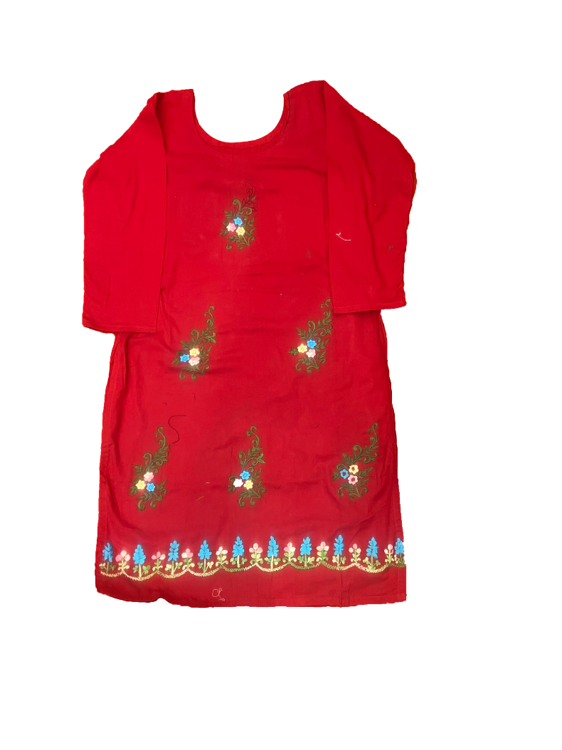 Pink red suit with zari work