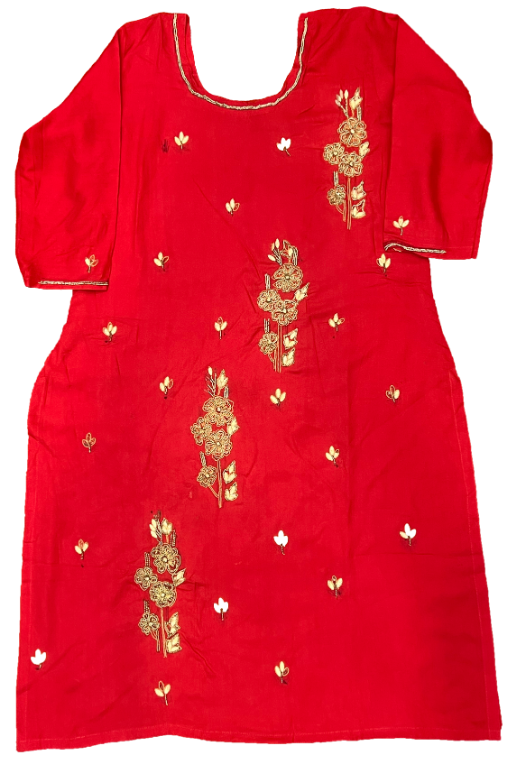 Dark Red Suit With Zari Work